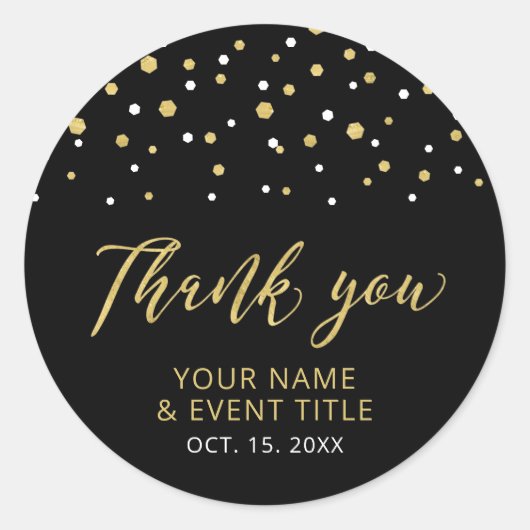 Zwart en goud | Modern Birthday Favor Bedankt Cla Ronde Sticker (Voorkant)