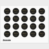 Zwart en goud | Modern Birthday Favor Dank u Ronde Sticker (Vel)