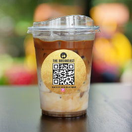 Zwart en Goud Modern Business Instagram QR Code Ronde Sticker