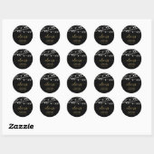 Zwart en goud | Modern Cheers Adult Birthday Favor Ronde Sticker (Vel)