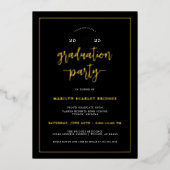 Zwart en Goud Modern Chic Afstuderen Folie Uitnodiging (Voorkant)