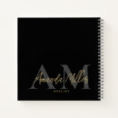 Zwart en Goud Modern Custom Monogram Minimalist Notitieboek (Achterkant)