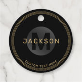 Zwart en goud modern, eenvoudig gepersonaliseerd m bedankjes labels (Achterkant)