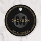 Zwart en goud modern, eenvoudig gepersonaliseerd m bedankjes labels (Voorkant)