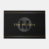 Zwart en goud modern, eenvoudig gepersonaliseerd m deurmat (Voorkant)