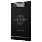 Zwart en goud modern, eenvoudig gepersonaliseerd m klembord (Links)