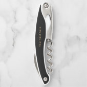 Zwart en goud modern, eenvoudig gepersonaliseerd m kurkentrekker (Achterkant)