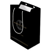Zwart en goud modern, eenvoudig gepersonaliseerd m medium cadeauzakje (Achterkant Gekanteld)