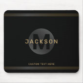 Zwart en goud modern, eenvoudig gepersonaliseerd m muismat (Voorkant)