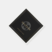 Zwart en goud modern, eenvoudig gepersonaliseerd m servet (Hoek)