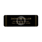 Zwart en goud modern eenvoudig monogram retouradre etiket (Voorkant)