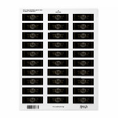 Zwart en goud modern eenvoudig monogram retouradre etiket (Full Sheet)