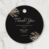 Zwart en Goud Modern Elegant Dank u Bruiloft Bedankjes Labels (Voorkant)