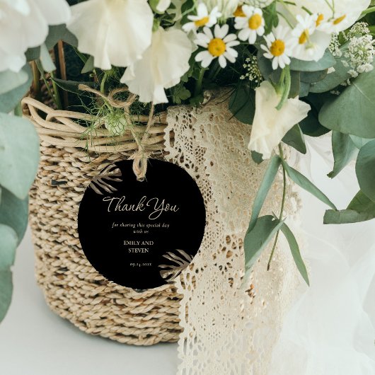 Zwart en Goud Modern Elegant Dank u Bruiloft Bedankjes Labels