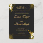Zwart en Goud Modern Elegant Huwelijksfeest Informatiekaartje (Achterkant)