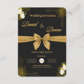 Zwart en Goud Modern Elegant Huwelijksfeest Informatiekaartje (Voorkant)