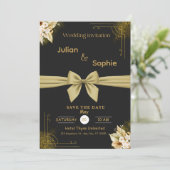 Zwart en Goud Modern Elegant Huwelijksfeest Kaart (Staand voorkant)