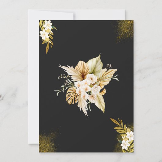 Zwart en Goud Modern Elegant Huwelijksfeest Kaart (Achterkant)