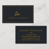 Zwart en Goud Modern Event Planner Visitekaartje (Voorkant / Achterkant)