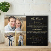 Zwart en goud modern gevouwen trouwkaart met vele 