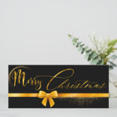 Zwart en goud modern kerstcadeaubon kaart (Staand voorkant)