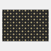 Zwart en Goud Modern Kerstmispatroon Inpakpapier Vel (Voorkant 2)