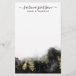 Zwart en goud modern kunst vloeibare waterverfinkt briefpapier