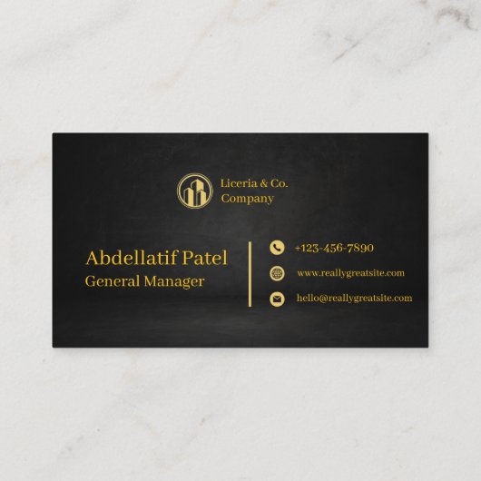 zwart en goud modern manager visitekaartje (Achterkant)