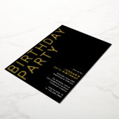 Zwart en Goud Modern Minimaal Elke Leeftijd Verjaa Folie Uitnodiging (Gedraaid)