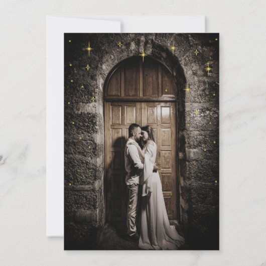 Zwart en goud Modern Minimal Celestial 2 Save The Date (Achterkant)