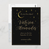 Zwart en Goud Modern Minimal Celestial Save Date Briefkaart (Voorkant / Achterkant)
