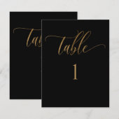 Zwart en Goud, Modern Minimalistisch Tafelnummer (Voorkant / Achterkant)