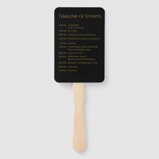 Zwart en Goud-Modern- Monogram-Huwelijksprogramma- Handwaaier (Achterkant)