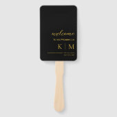 Zwart en Goud-Modern- Monogram-Huwelijksprogramma- Handwaaier (Voorkant)