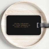 Zwart en Goud Modern Monogram Naam Eenvoudig Bagagelabel