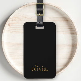 Zwart en Goud Modern Monogram Naam Eenvoudig Bagagelabel