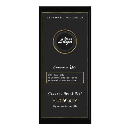 Zwart en Goud Modern Salon Add Logo Services Menu (Achterkant)