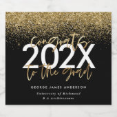 Zwart en goud modern script glitter afstuderen sparkling wijnetiket (Enkel label)