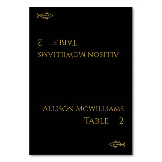 Zwart en Goud-Modern-Vis Icon- Kaart (Voorkant)