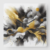 Zwart en Goud Moderne Abstracte AI-wandklok Vierkante Klok (Voorkant)