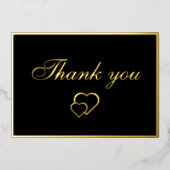 Zwart en goud Moderne foto bruiloft dank u kaart (Voorkant)