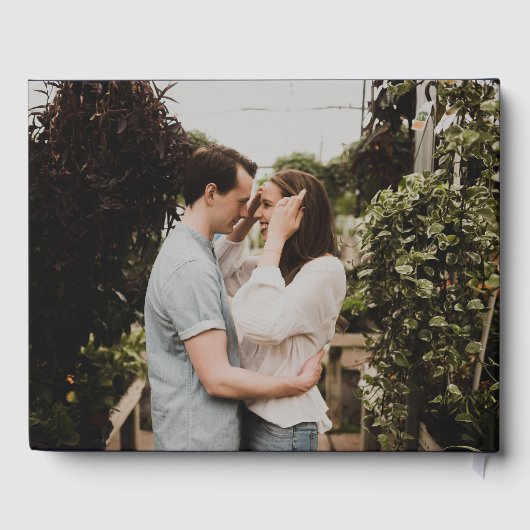 Zwart en Goud Moderne Foto Bruiloft Gastenboek (Achterkant)