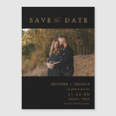 Zwart en Goud Moderne Foto Save The Dates Magnet Magnetische Uitnodiging (Voorkant)