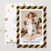 Zwart en Goud Moderne Foto Vrolijke Kerstmis Kaart (Voorkant / Achterkant)
