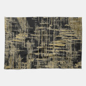 Zwart en goud moderne kunst theedoek (Horizontaal)