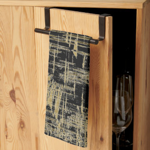 Zwart en goud moderne kunst theedoek
