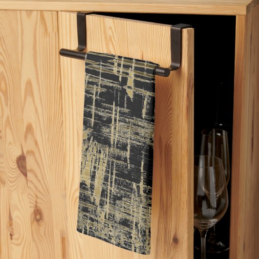 Zwart en goud moderne kunst theedoek (Derde Gevouwen)
