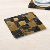 Zwart en goud moderne rechthoeken kartonnen onderzetters (Schuin)