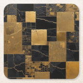 Zwart en goud moderne rechthoeken kartonnen onderzetters (Voorkant)