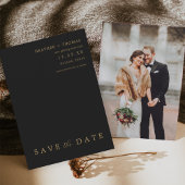 Zwart en goud moderne trouwfoto save the dates kaart